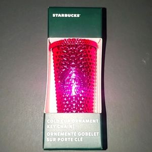 Starbucks Neon Pink Diamond Studded Keychain